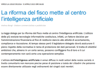 La riforma del fisco mette al centro l'intelligenza artificiale.